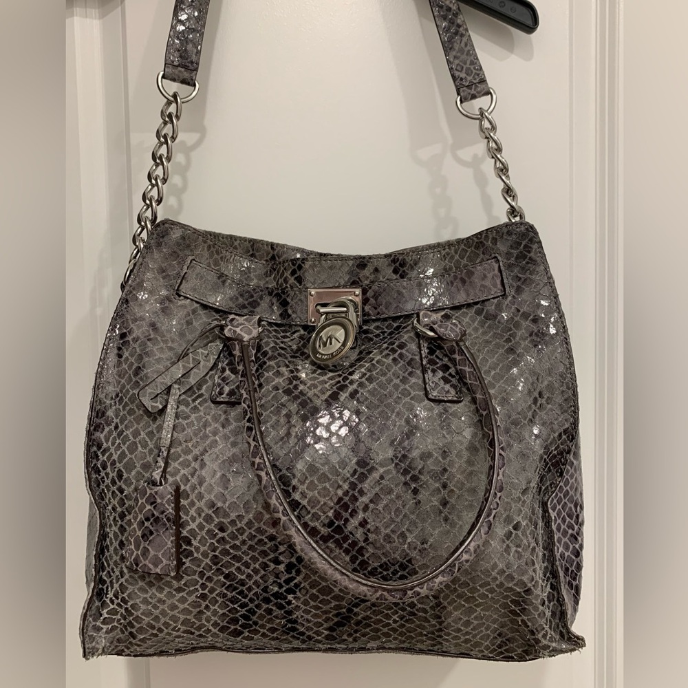 Michael Kors Large Gray Python Hamilton - image 1